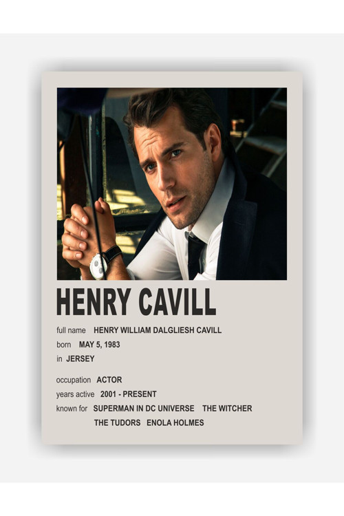 Henry Cavill Info Card Bilgi Kartı Duvar Posteri - Kalın Kağıt - Çerçevesiz
