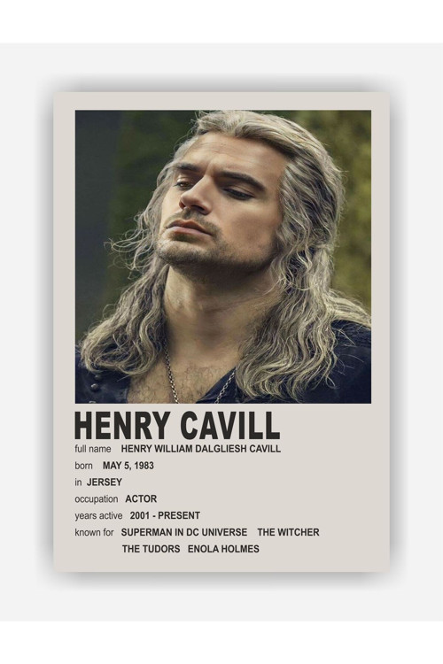 Henry Cavill Info Card Bilgi Kartı Duvar Posteri - Kalın Kağıt - Çerçevesiz