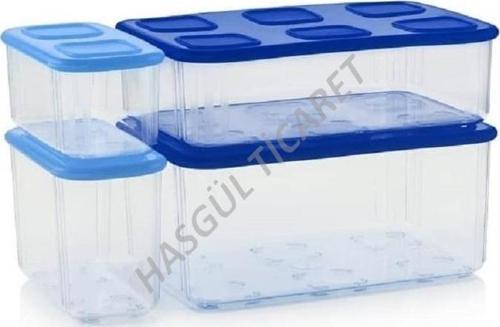 ŞEFFAF MODÜLER DÜZENLEME KABI SET 4'LÜ MAVİ SAKLAMA KABI