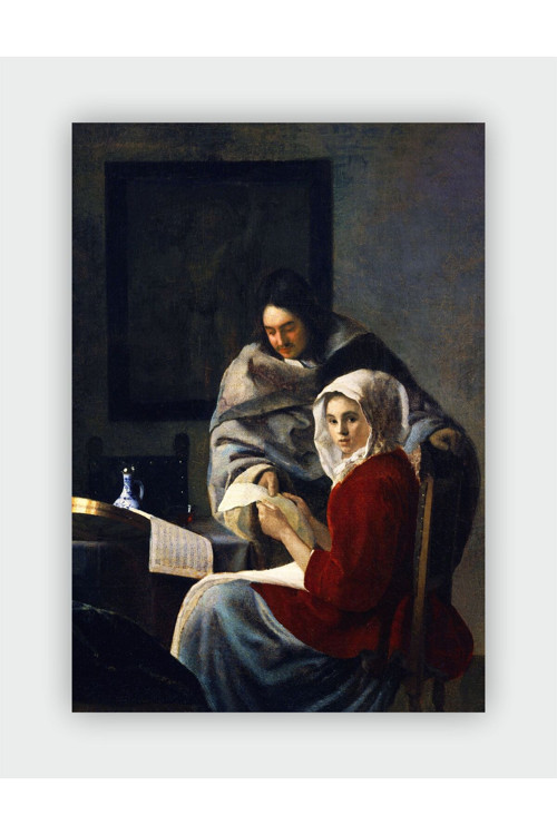 Girl Interrupted At Her Music Johannes Vermeer Duvar Posteri - Kalın Kağıt - Çerçevesiz