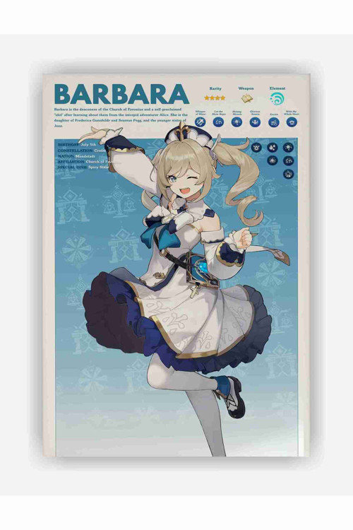 Genshin Impact Barbara Gaming Anime Duvar Posteri - Kalın Kağıt - Çerçevesiz