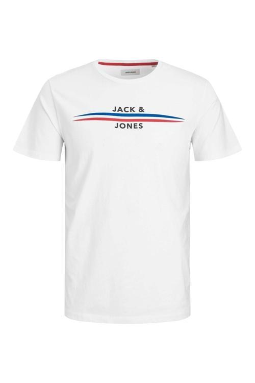 Jack Jones Yazı Baskılı Bisiklet Yaka Erkek Tişört 12227268