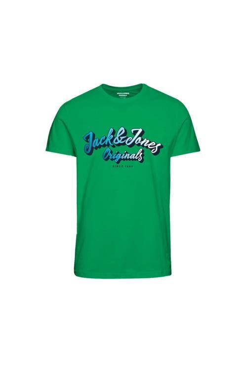 Sıfır Yaka Baskılı Yeşil Erkek %100 Pamuk T-Shirt 12238135