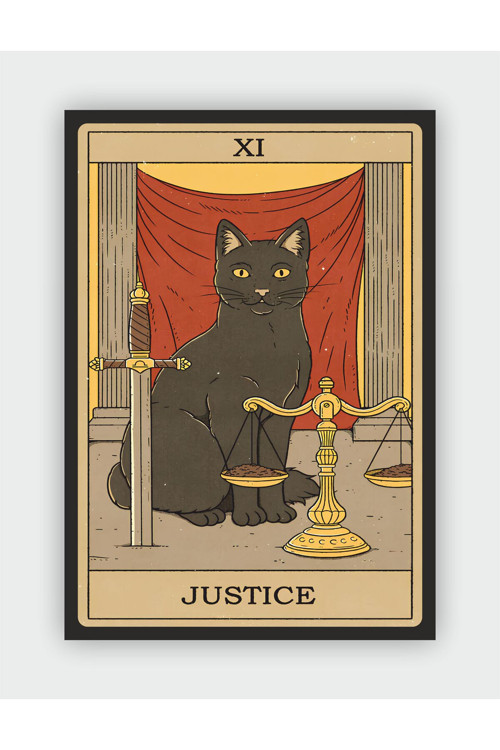 Justice - Adalet Tarot Kartı Vintage Duvar Posteri - Kalın Kağıt - Çerçevesiz