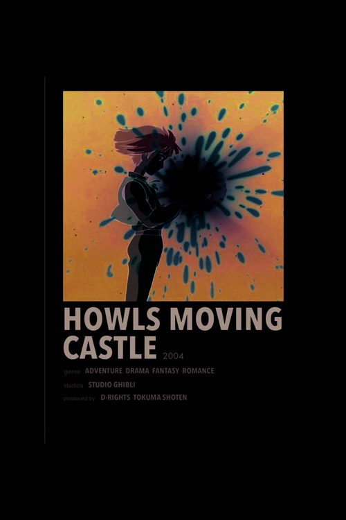 Howls Moving Castle Anime Info Card Bilgi Kartı Minimalist Poster