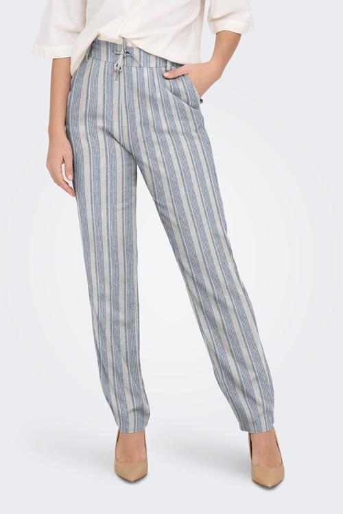 Onlcaro-Poptrash Keten Karışımlı Comfort Fit Normal Bel Düz Paça Pantolon Pantolon 152787