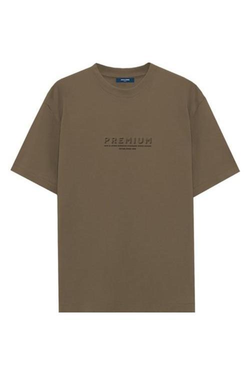 Bisiklet Yaka Düz Koyu Kahve Erkek T-Shirt Jprblulogo Ss Tee Crewneck