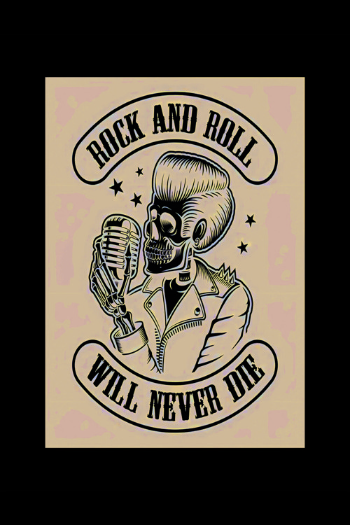 Rock And Roll Will Never Die Vintage Duvar Posteri - Duvar Dekoru - Kalın Kağıt - Çerçevesiz