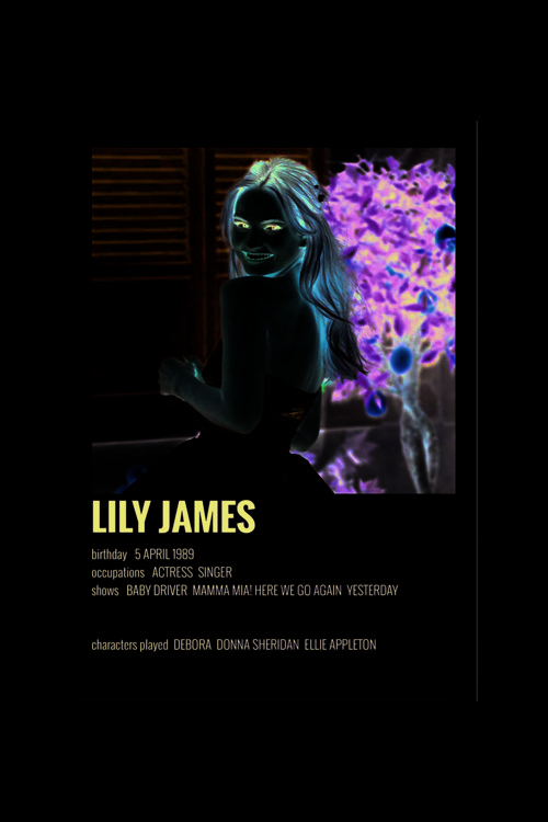 Lily James Film Info Card Bilgi Kartı Duvar Posteri