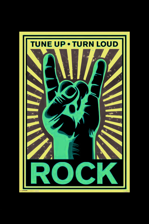 Rock Tune Up - Turn Loud Rock Müzik Duvar Posteri - Kalın Kağıt - Çerçevesiz