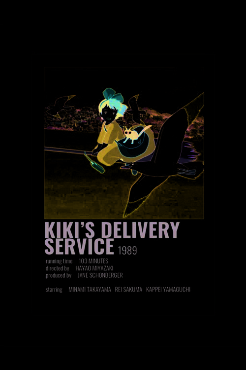 Kiki'S Delivery Service Anime Info Card Bilgi Kartı Minimalist Poster