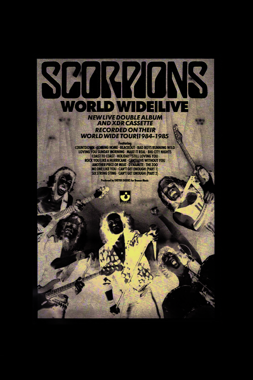 Scorpions World Wideilive Punk Rock Metal Duvar Posteri - Kalın Kağıt - Çerçevesiz