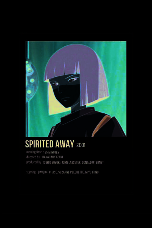 Spirited Away Anime Info Card Bilgi Kartı Minimalist Poster