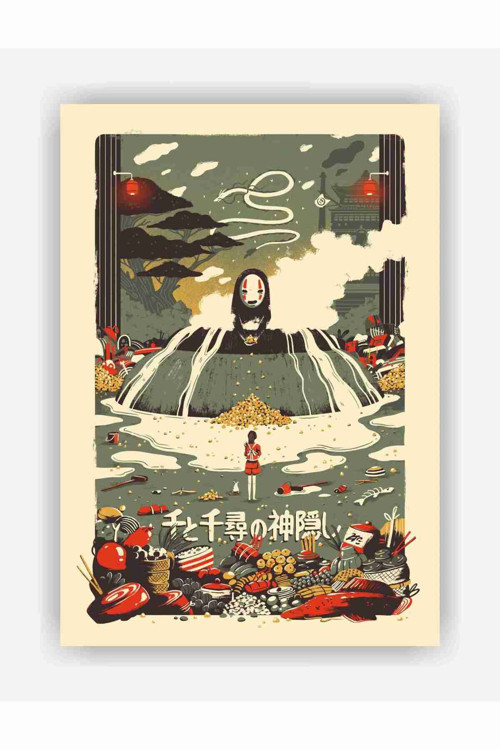Spirited Away Ruhların Kaçışı Studio Ghibli Anime Film Duvar Posteri - Kalın Kağıt - Çerçevesiz