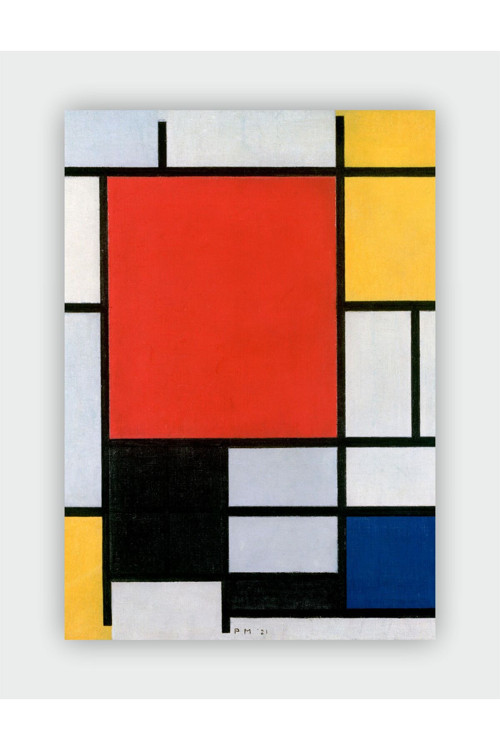 Piet Mondrian Composition With Large Very Colorful Expressionism Art Duvar Posteri-Kalın Kağıt