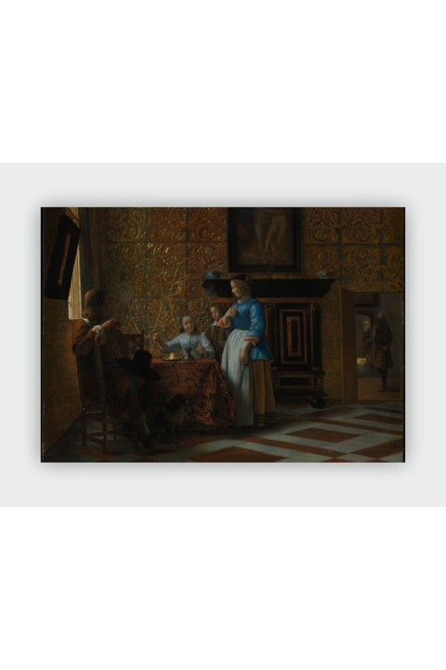 Leisure Time In An Elegant Setting Johannes Vermeer Duvar Posteri - Kalın Kağıt - Çerçevesiz