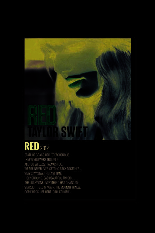Red - Taylor Swift Müzik Info Card Bilgi Kartı Duvar Posteri