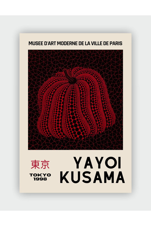 Red Pumpkin Yayoi Kusama Duvar Posteri - Kalın Kağıt - Çerçevesiz