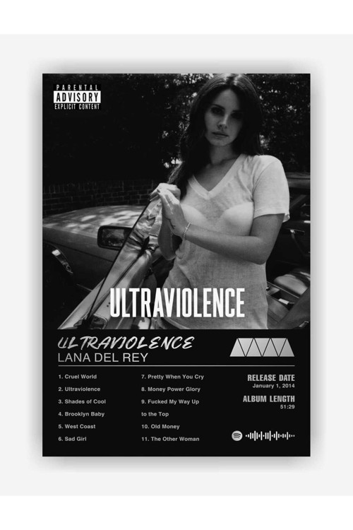 Lana Del Rey - Ultraviolence Spotify Kodlu Albüm Duvar Posteri - Kalın Kağıt - Çerçevesiz