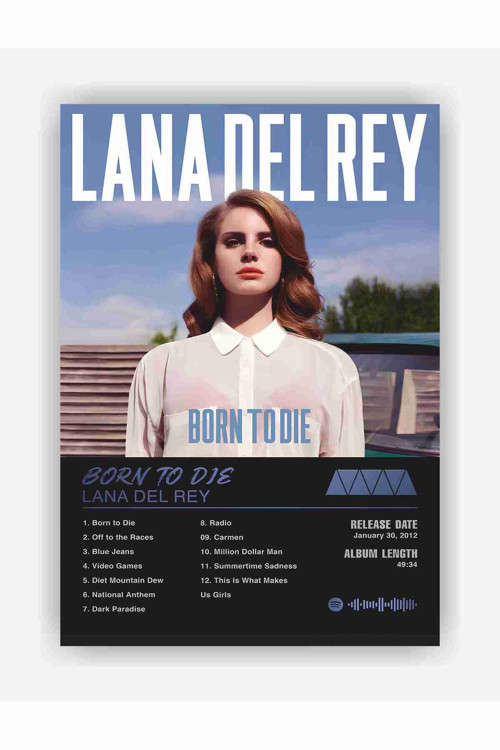 Lana Del Rey Born To Die Spotify Kodlu Albüm Duvar Posteri - Kalın Kağıt - Çerçevesiz