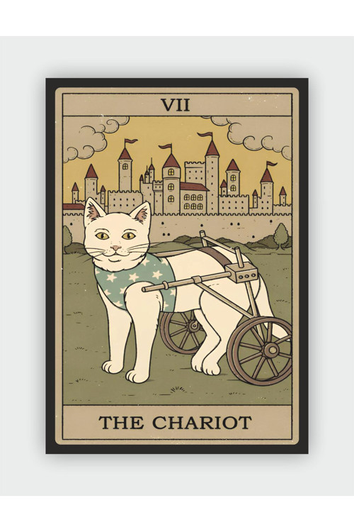The Chariot - Araba Tarot Kartı Vintage Duvar Posteri - Kalın Kağıt - Çerçevesiz