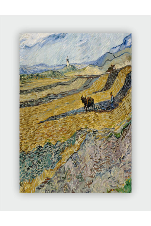 Sabanla Çift Süren Köylü Ve Yel Değirmeni Vincent Van Gogh Duvar Posteri - Kalın Kağıt - Çerçevesiz