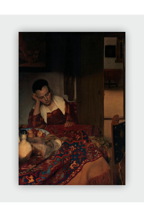 Maid Asleep Johannes Vermeer Duvar Posteri - Kalın Kağıt - Çerçevesiz