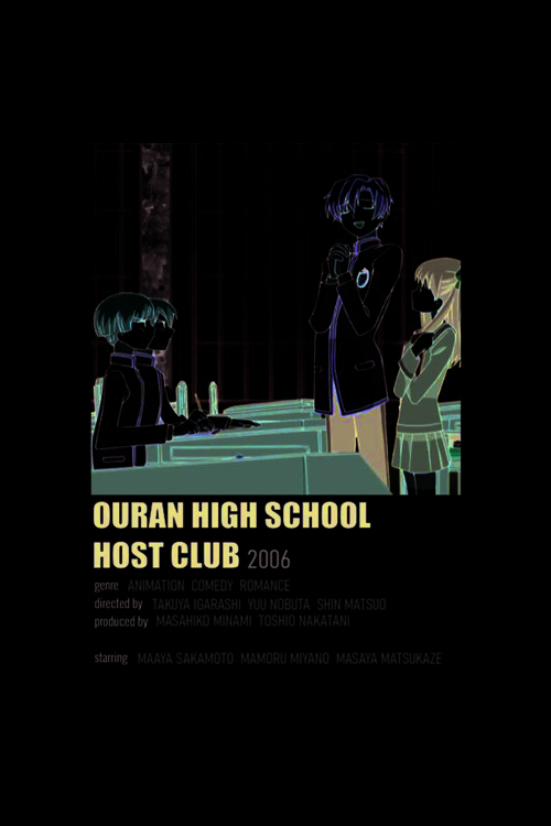 Ouran High School Host Club Anime Info Card Bilgi Kartı Minimalist Poster