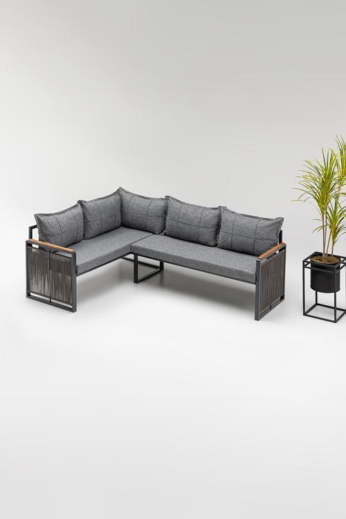 Maya Köşe Takımı Gri-Antrasit (Balkon-Bahçe-Mutfak)