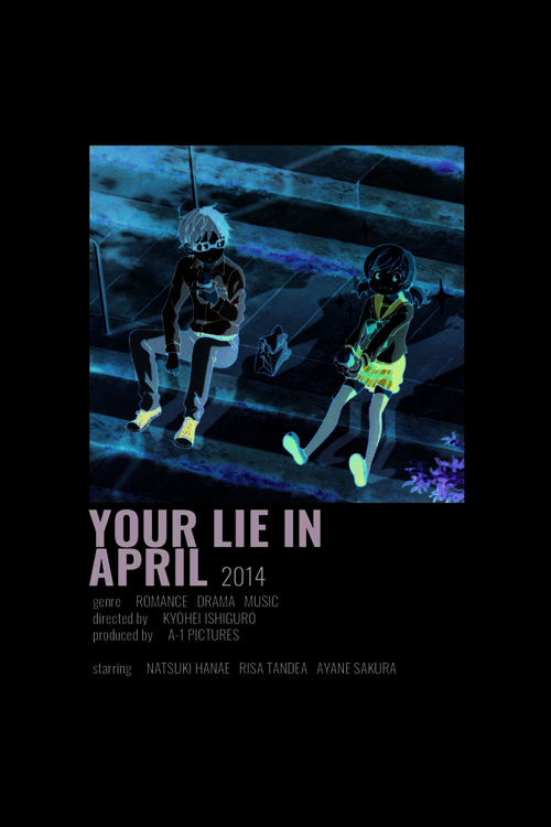 Your Lie In April Anime Info Card Bilgi Kartı Minimalist Poster