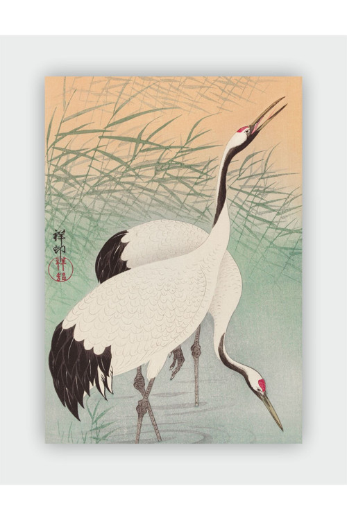Two Cranes Ohara Koson Duvar Posteri - Kalın Kağıt - Çerçevesiz