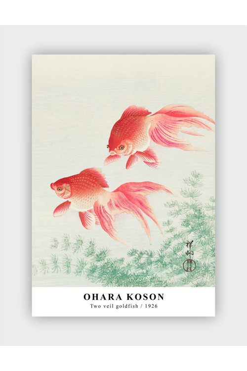 Two Veil, Goldfish, 1926 Ohara Koson Duvar Posteri - Kalın Kağıt - Çerçevesiz
