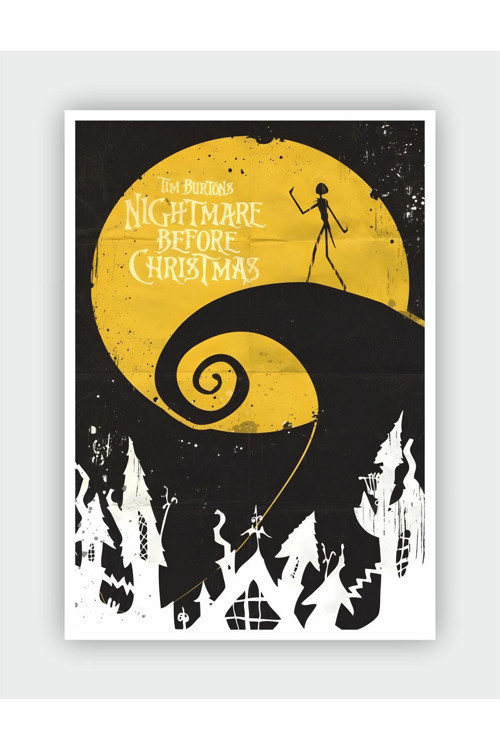 Tim Burtons Nightmare Before Christmas Film Duvar Posteri - Kalın Kağıt - Çerçevesiz