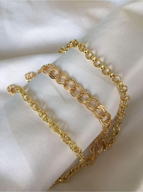 3'lü Gold Zincir Bileklik Seti