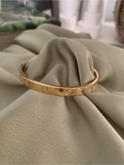 Cartier Bileklik Kalın Model Üzeri Altın Kaplama Kararmaz Kelepçe Bileklik