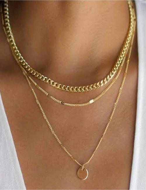 Gold Pullu Katlı Kolye