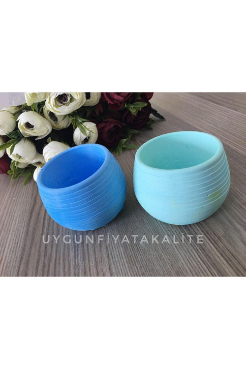 Oval Çizgili Saksı Kokulutaş Silikon Kalıp