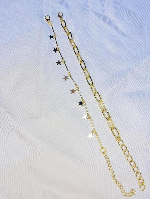 Kadın Altın Kaplama İkili Zincir Kombin Bileklik Seti