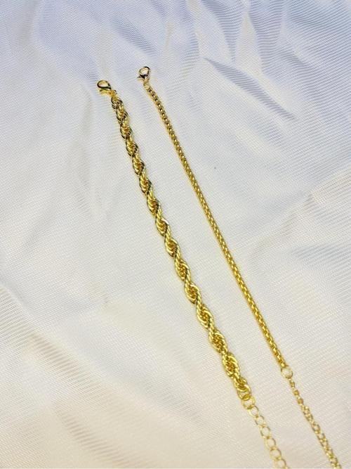 Kadın Altın Kaplama İkili Zincir Kombin Bileklik Seti