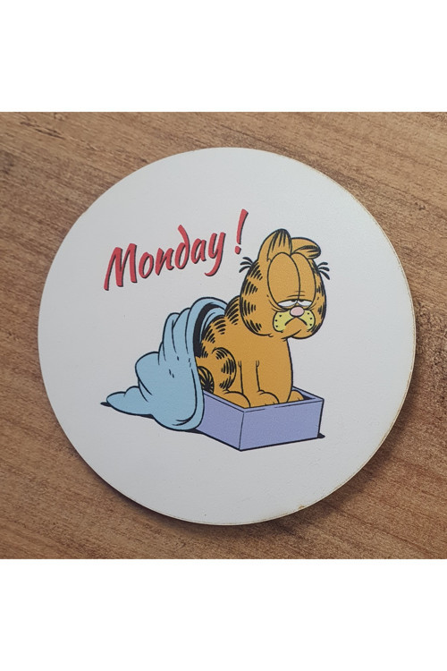 Garfield Monday! Ahşap Bardak Altlığı (6 Adet)