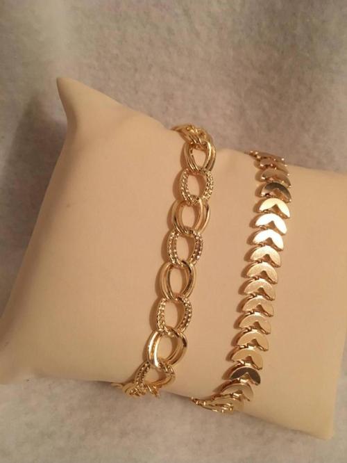 Kadın Lak Kaplama İkili Bileklik Seti Gold