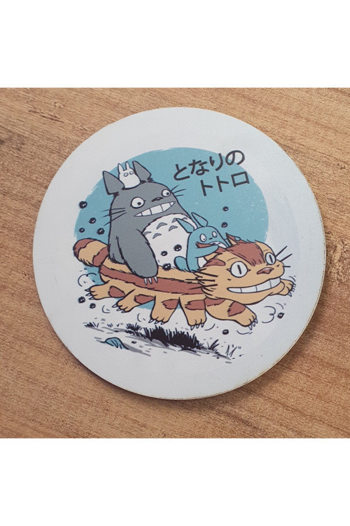 Catbus Totoro Anime Ahşap Bardak Altlığı (6 Adet)