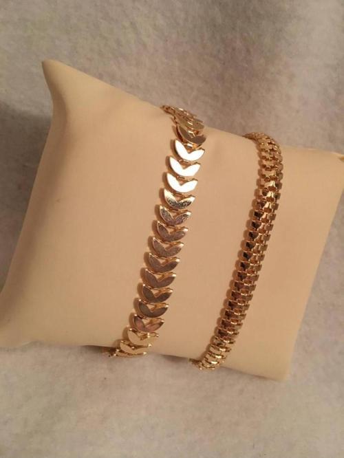 Kadın Lak Kaplama İkili Bileklik Seti Gold