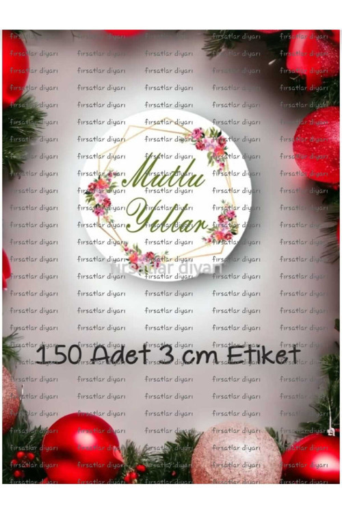 Yeni Yıl - Yılbaşı - Mutlu Yıllar - Merry Christmas Kargo Paketleme Etiket Sticker - 150 Adet