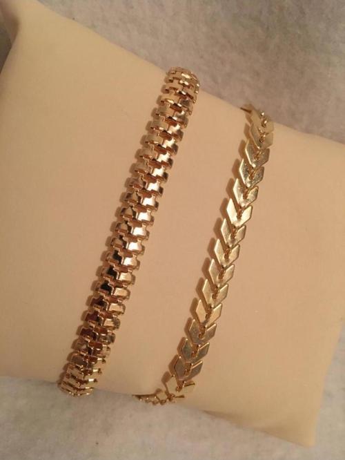 Kadın Lak Kaplama İkili Bileklik Seti Gold