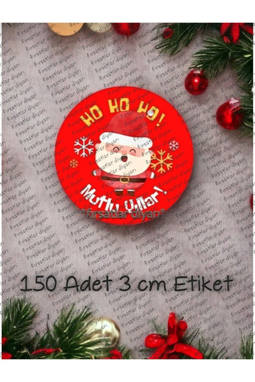 Yeni Yıl - Yılbaşı - Mutlu Yıllar - Merry Christmas Kargo Paketleme Etiket Sticker - 150 Adet