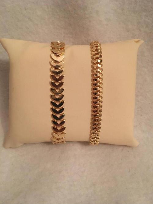 Kadın Lak Kaplama İkili Bileklik Seti Gold