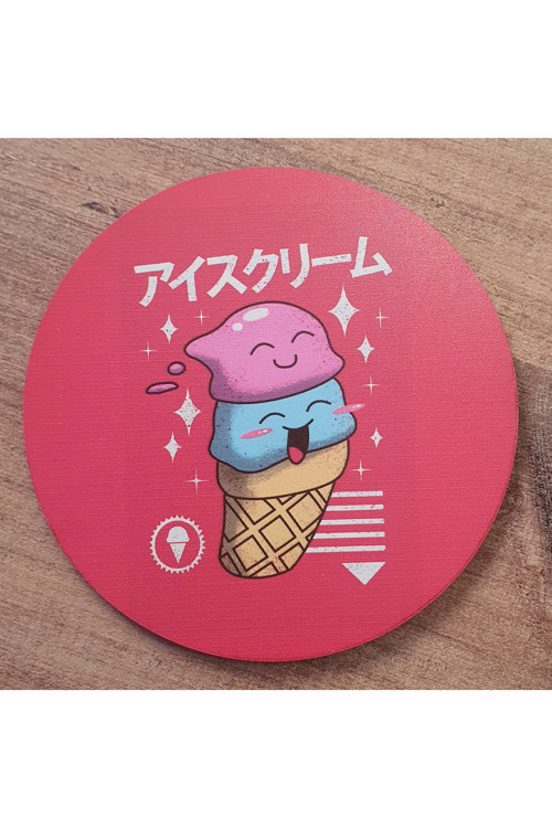 Kawaii Ice Cream Ahşap Bardak Altlığı (6 Adet)