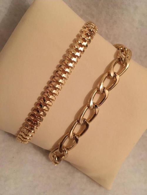 Kadın Lak Kaplama İkili Bileklik Seti Gold