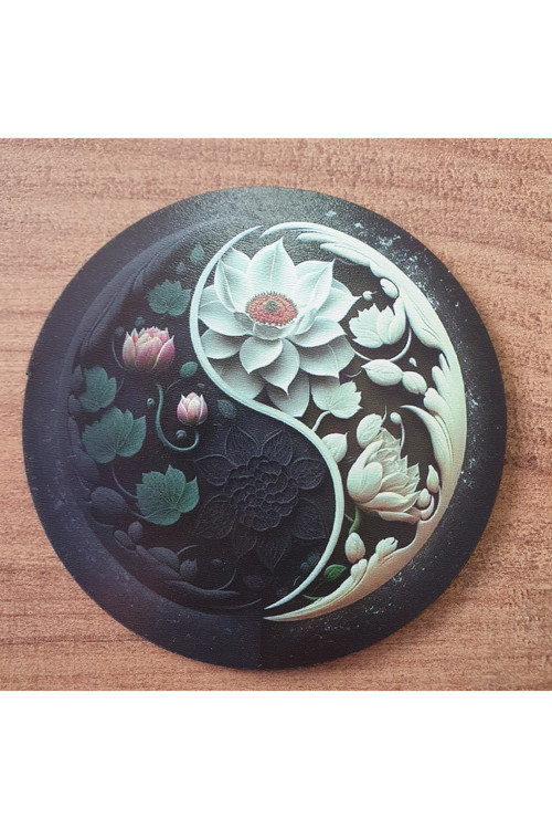 Yin Yang Ahşap Bardak Altlığı (6 Adet)